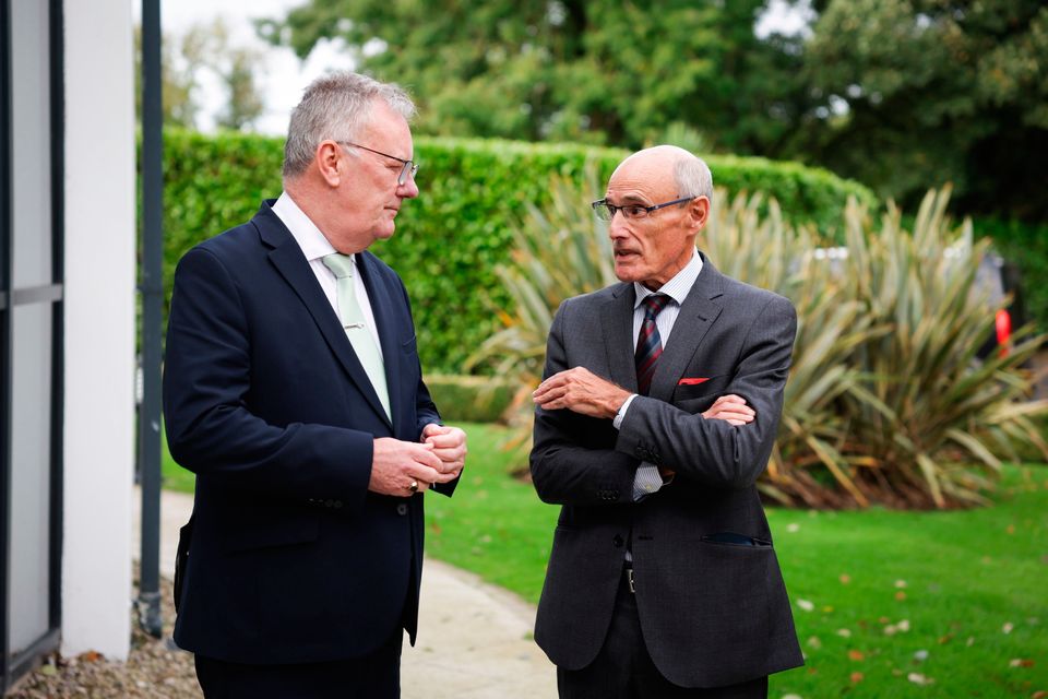 Professor Raphael Bengoa during his visit to Northern Ireland with Health Minister Mike Nesbitt. Photo: Presseye